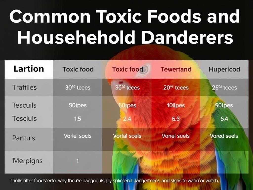     Common Toxic Foods and Household Dangers for Parrots. Quick reference table: toxic foods, why they’re dangerous, and signs to watch