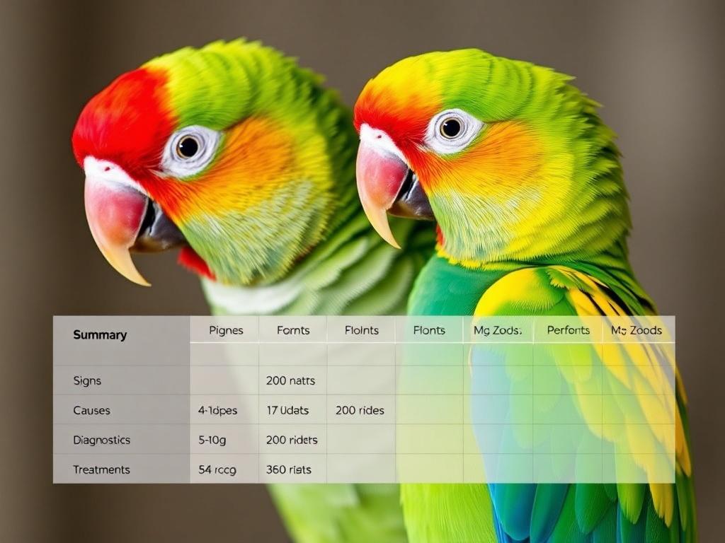     Gout in Parrots: A Painful Condition. Summary Table: Signs, Causes, Diagnostics, and Treatments at a Glance